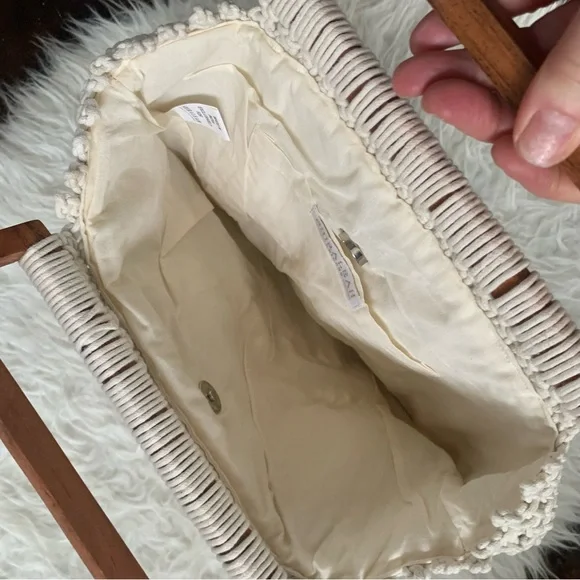 Shiraleah macrame’ handbag with wooden handle NEW never used, large size - Picture 3 of 10